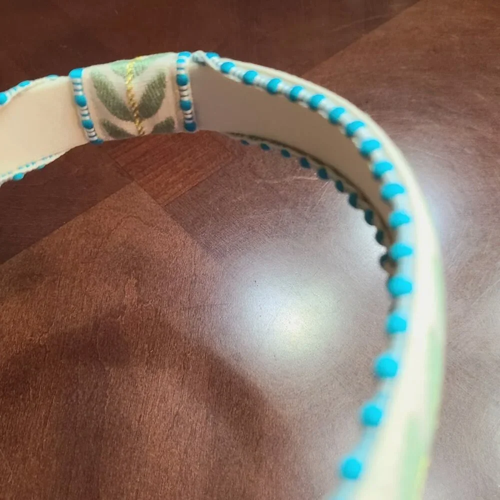 Top Knot Headband For Women Girls Leaves Fabric Hair Accessory Gift Green Blue